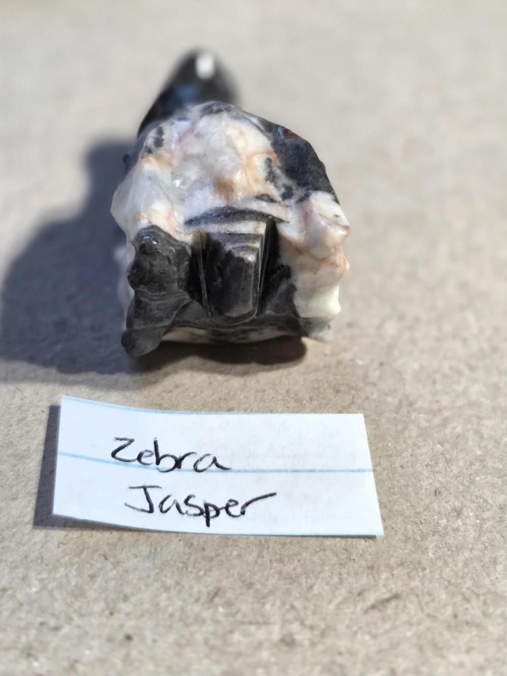Detailed Zebra Jasper Crystal Carved Dragon Head Stone Sculpture Decor
